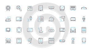 Digital abode linear icons set. Smart, Connected, Automated, Wireless, Efficient, Modern, Tech-savvy line vector and photo
