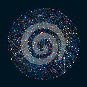 Digital abstract background. Blockchain structure. Vector Illustration