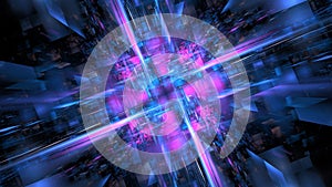 Digital abstract background. Cloud technologies, big data computing, glowing elements. 3d illustration