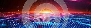 A digital abstract background featuring bright lights and dynamic lines creating a visually striking composition