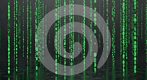 Green Matrix Rain Code Abstract Background