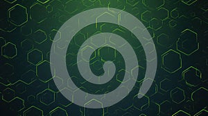 Green digital abstract spider web background with dark black hexagons, resembling carbon spheres