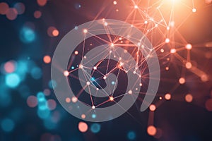 Abstract Digital Network with Glowing Nodes and Lines