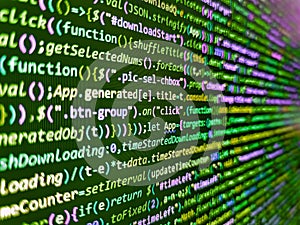 Digital abstract bits data stream, cyber pattern digital background. Code on dark background. Developer software programming code