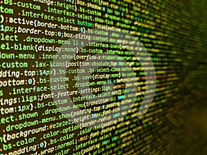 Digital abstract bits data stream, cyber pattern digital background. Hi-tech modern screen of data, digits and chars on monitor.