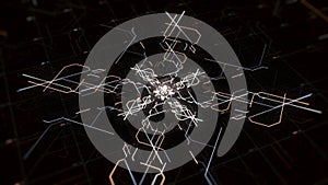 Digital abstract circuit board with signals and data transfer. Animation. Concept of information, computing, big data