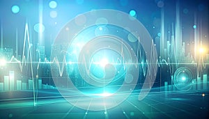 Digital Abstract Data Visualization with Financial Charts and Waveforms