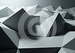 A digital abstract design featuring an array of sharp, angular