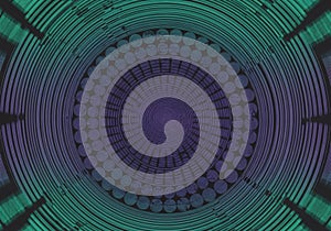 A digital abstract design featuring concentric circular patterns in