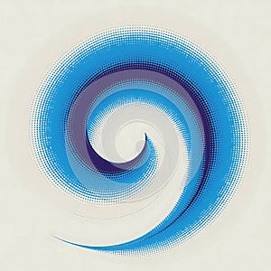 A digital abstract design featuring a spiral pattern with a halftone effect
