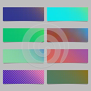 Digital abstract halftone dot pattern banner template background design set - horizontal rectangle vector graphics