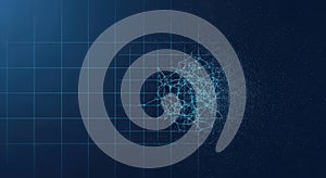 Abstract Digital Network: Grid, Nodes, and Data Visualization on Blue Background