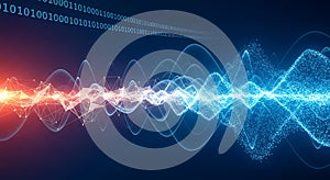 Abstract Digital Waveform: Binary Code & Data Flow