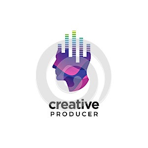 Digital Abstract logo for music creative music producer