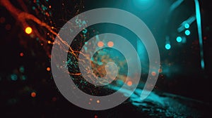 Digital abstract network creating bright data stream background