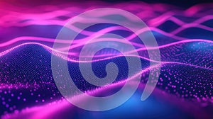Digital abstract waves creating futuristic particle network background
