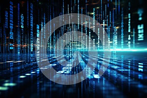 Digital abstraction Background showcases AI algorithms and binary code synergy