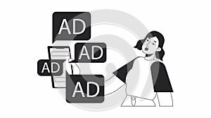 Digital ads overload bw animation