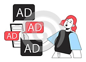 Digital ads overload line concept vector spot illustration