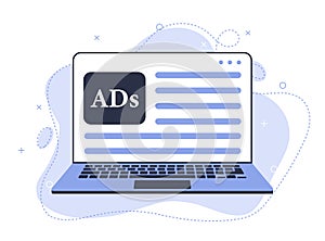 Digital advertising, online ads showing on laptop, cross channel marketing, responsive ads, customer targeting with