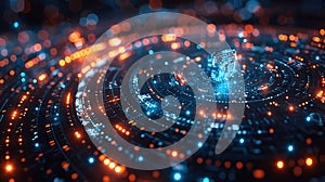 Digital age encryption: Lock on code.