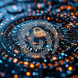 Digital age protection: Lock on code.