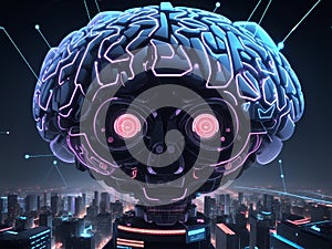Digital AI Brain. AI generated