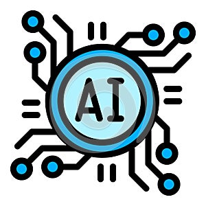 Digital ai icon outline vector. Artificial brain