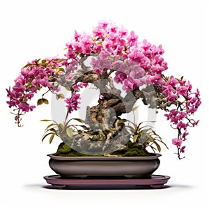 Digital Airbrushed Bonsai Tree With Pink Flowers