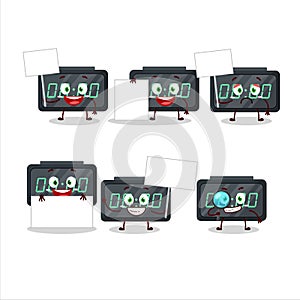 Digital alarm clock cartoon character bring information board