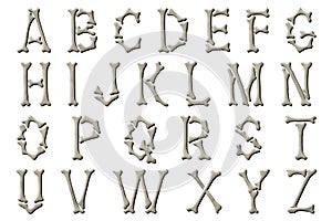 Digital Alphabet Skeleton Bones Style Scrapbooking Element