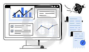 Digital Analytics Dashboard with Charts, Graphs and Data Visualization Tools for Efficient Reporting