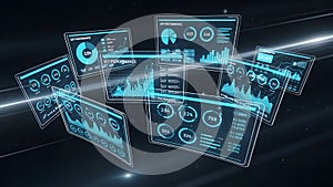 Digital Analytics Dashboard Floating Screens Data Visualization