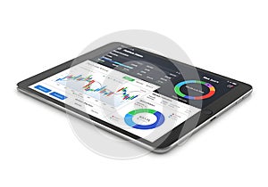 Digital analytics dashboard on tablet