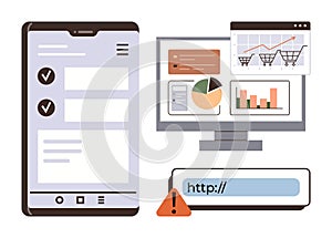 Digital Analytics, Mobile Interface, and E-Commerce Graphs for Online Business and Data Management