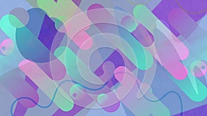 Digital animation of abstract shapes moving against blue radial background