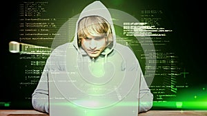 Digital animation of confused hacker