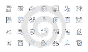 Digital archiving line icons collection. Preservation, Storage, Backup, Retrieval, Conversion, Longevity, Indexing