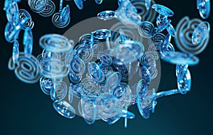 Digital arobase blue sphere 3D rendering