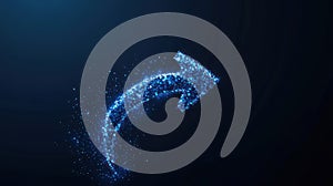 Digital arrow moving forward, dark background, data flow