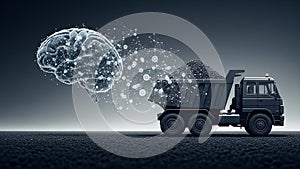 Concept of artificial intelligence processing, merging technology and