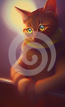 Digital art of a cute antropomorphic cat