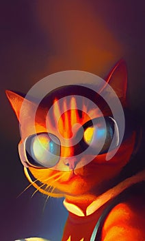 Digital art of a cute antropomorphic cat