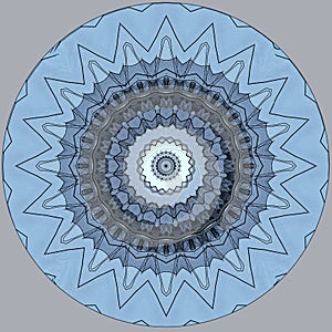 Digital art design with blue and grey filigree pattern