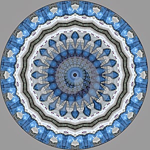 Digital art design, disc with grey and blue pattern