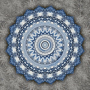 Digital art design, pattern with tiles seen through kaleidoscope