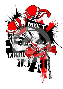 Digital art dont look back grunge poppies red black