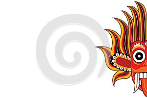 Digital art drawing of dancing devil mask srilanka half on white background