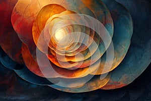 Digital art featuring a fiery spiral design with vibrant colors and textures