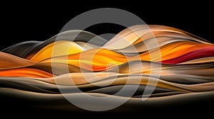 A digital art piece featuring a dynamic wave-like pattern in warm colors.